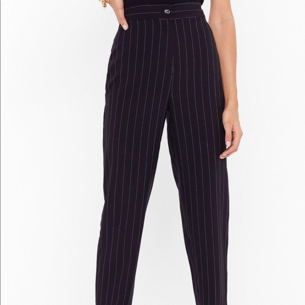 NastyGal Pinstripe High Waisted Tapered Pants